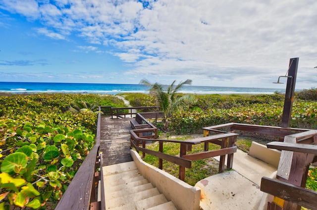 exterior space with a view of the beach