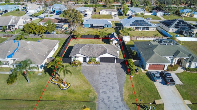 bird's eye view with a residential view