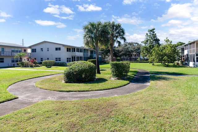 view of community featuring a lawn