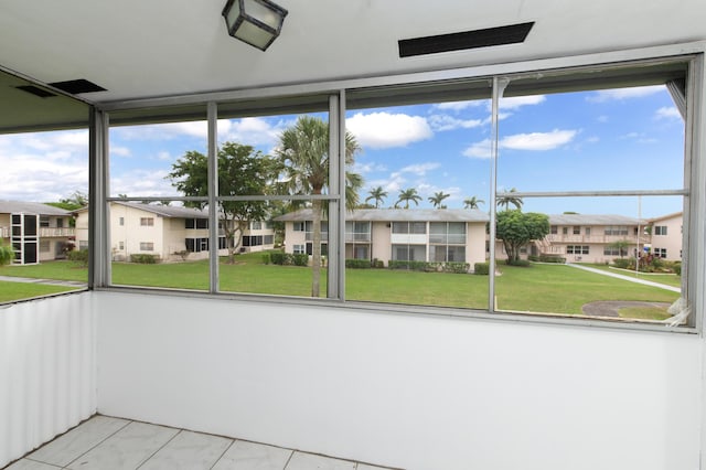 view of unfurnished sunroom