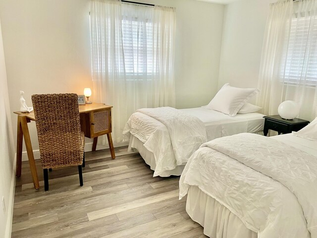 bedroom featuring light hardwood / wood-style flooring