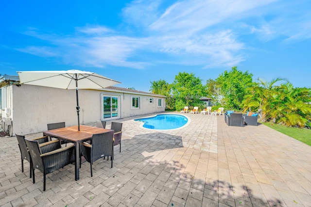 view of pool with a patio area and an outdoor hangout area