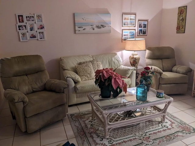 view of tiled living room