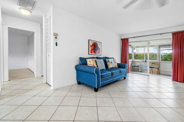 interior space featuring ceiling fan