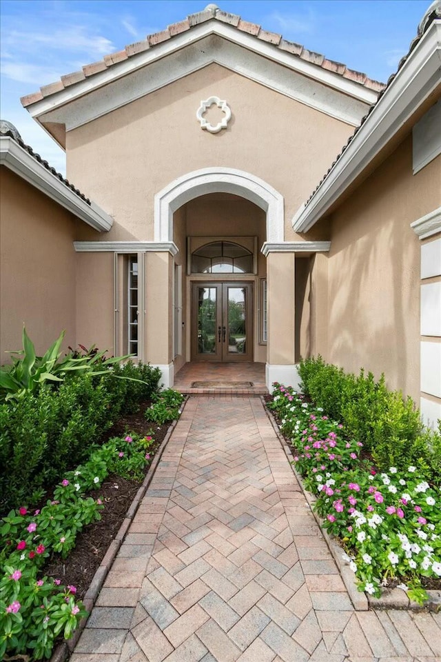 property entrance with french doors