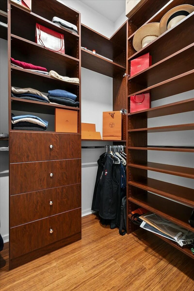 spacious closet with light wood-type flooring