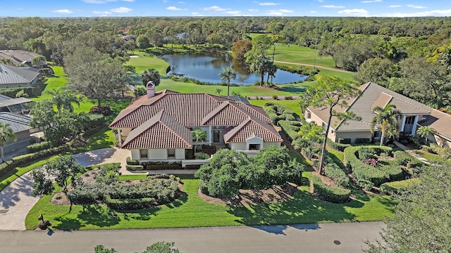 bird's eye view featuring a water view