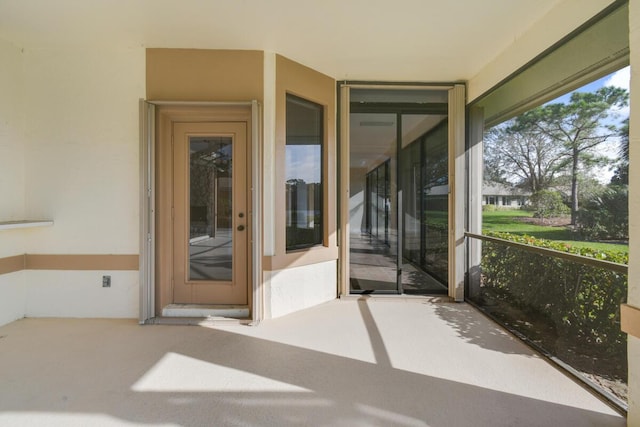 view of unfurnished sunroom