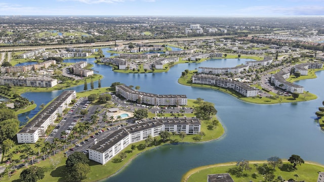 bird's eye view featuring a water view