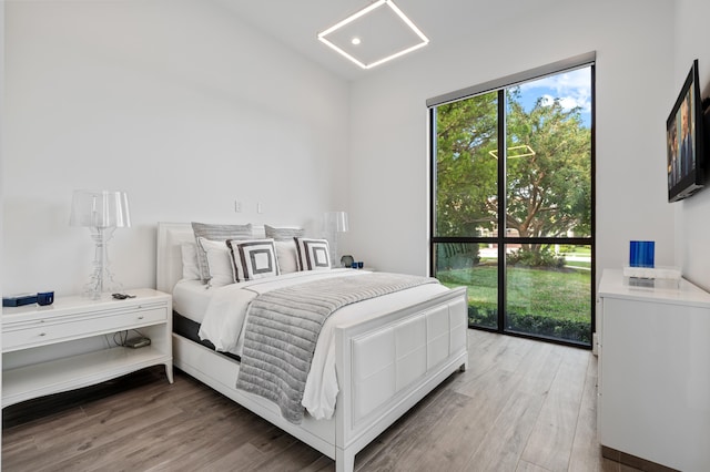 bedroom with hardwood / wood-style floors