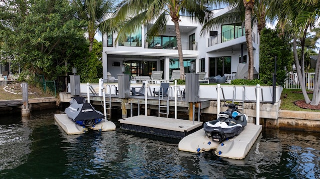 view of dock featuring a water view