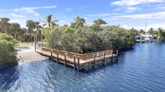 view of dock featuring a water view