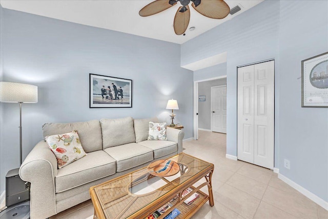 view of tiled living room