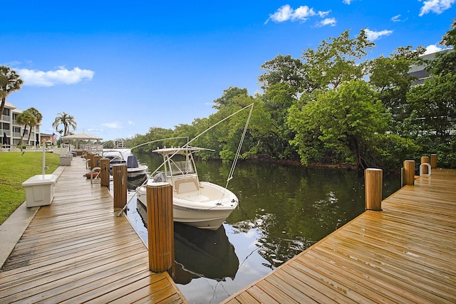 view of dock featuring a water view