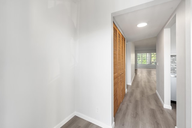 hallway featuring light hardwood / wood-style floors