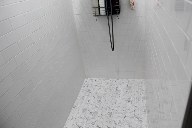 details with a tile shower