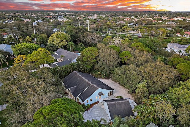 view of aerial view at dusk