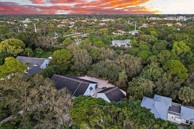 view of aerial view at dusk