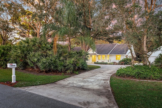 view of front of house with a front lawn