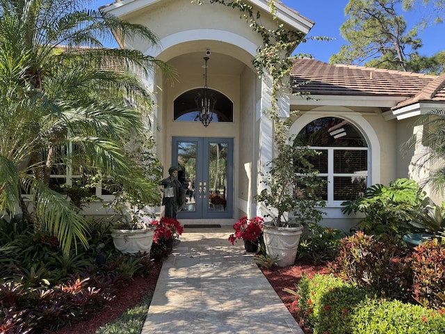 doorway to property with french doors