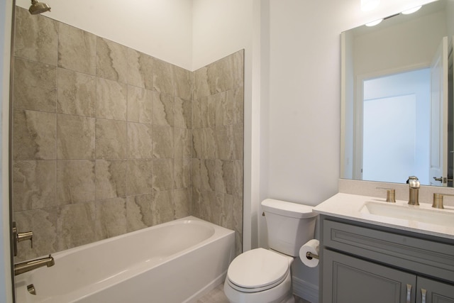 full bathroom featuring vanity, shower / bath combination, and toilet