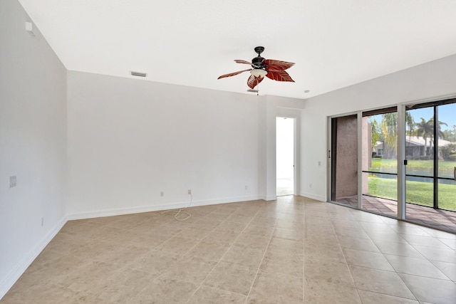 10623 Silverton Ln, Boynton Beach, FL 33437 - empty room featuring ceiling fan, light tile patterned floors, and baseboards