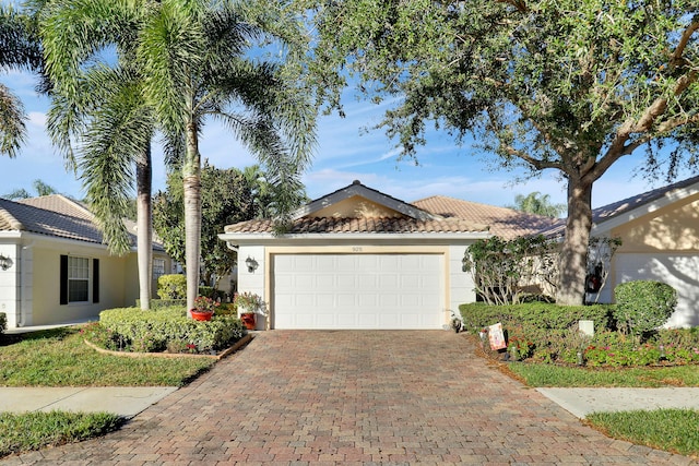 view of front of house with a garage