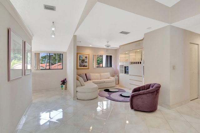 view of tiled living room