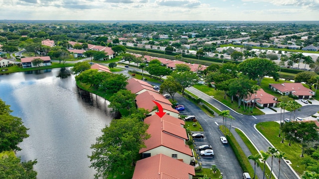 bird's eye view featuring a water view