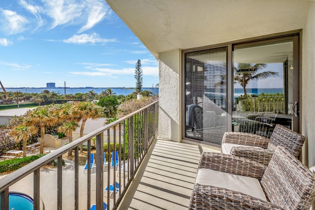 balcony with a water view