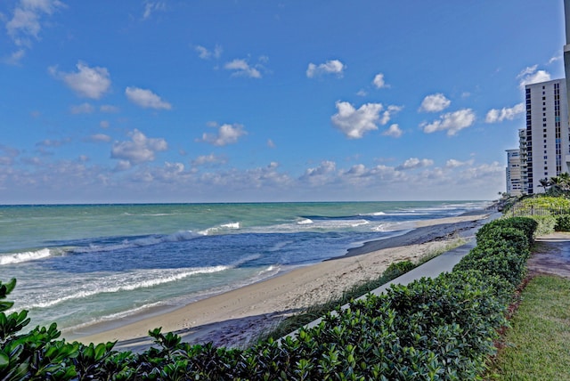 view of water feature featuring a view of the beach