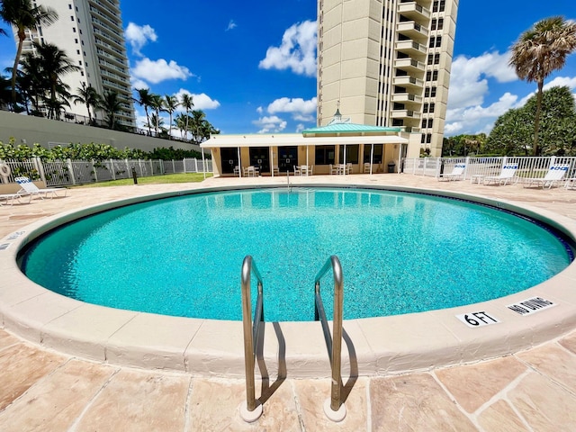 view of pool featuring a patio area