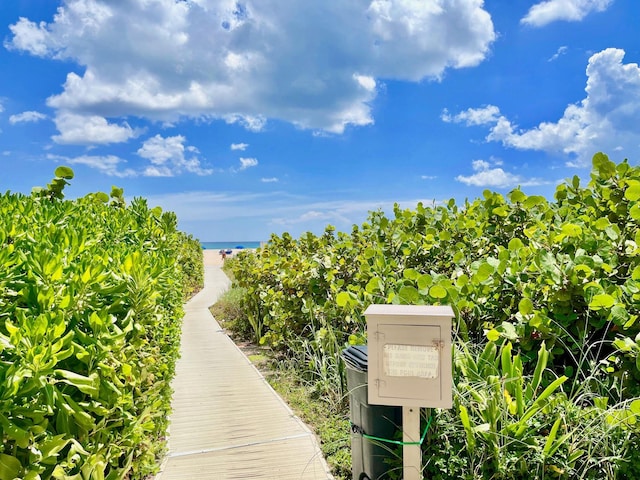 view of property's community with a water view