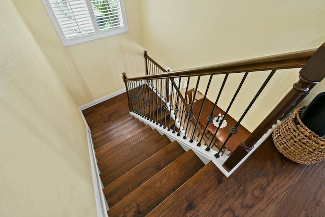 stairway with wood-type flooring