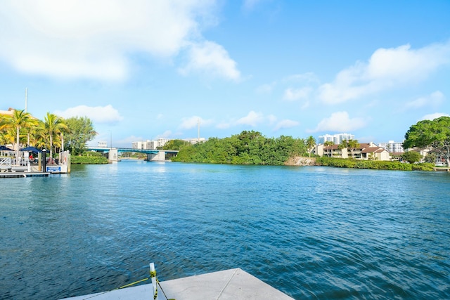 dock area featuring a water view