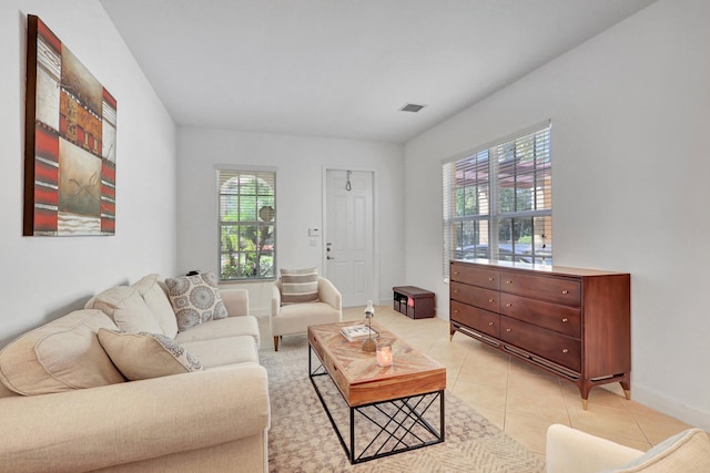 view of tiled living room