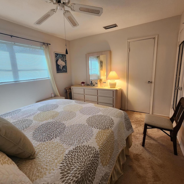 bedroom with carpet and ceiling fan