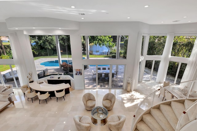 living room featuring plenty of natural light