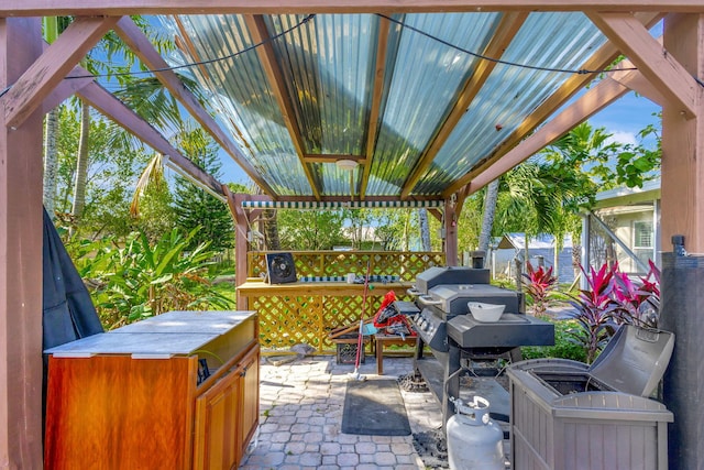 view of patio / terrace with a grill