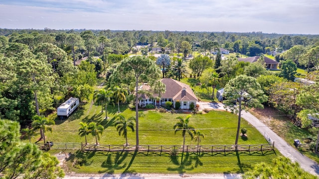 drone / aerial view with a rural view