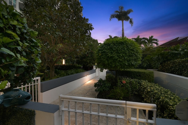 view of yard at dusk