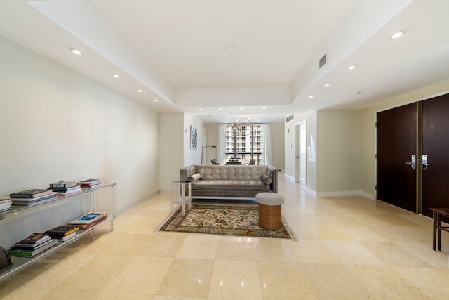 interior space with a notable chandelier