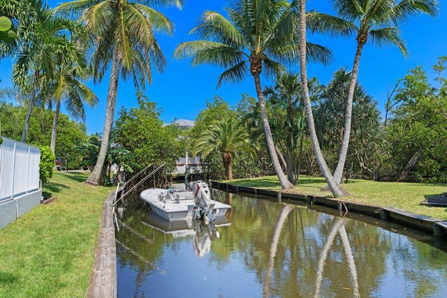 dock area featuring a water view