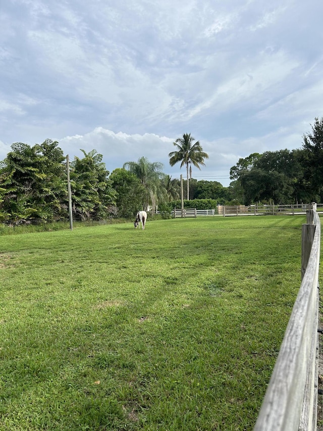 view of yard with a rural view