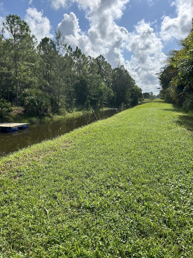 view of yard with a water view