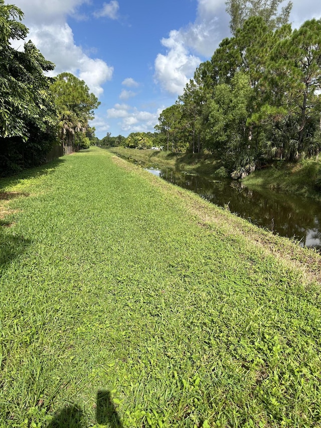 view of yard with a water view