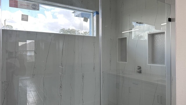 bathroom with a shower