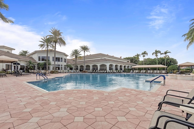 view of pool featuring a patio area