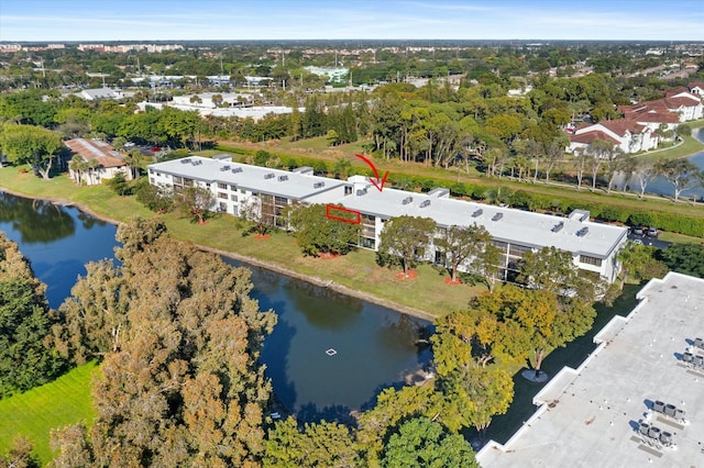 bird's eye view featuring a water view