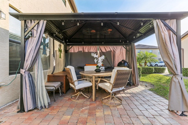 view of patio / terrace with a gazebo